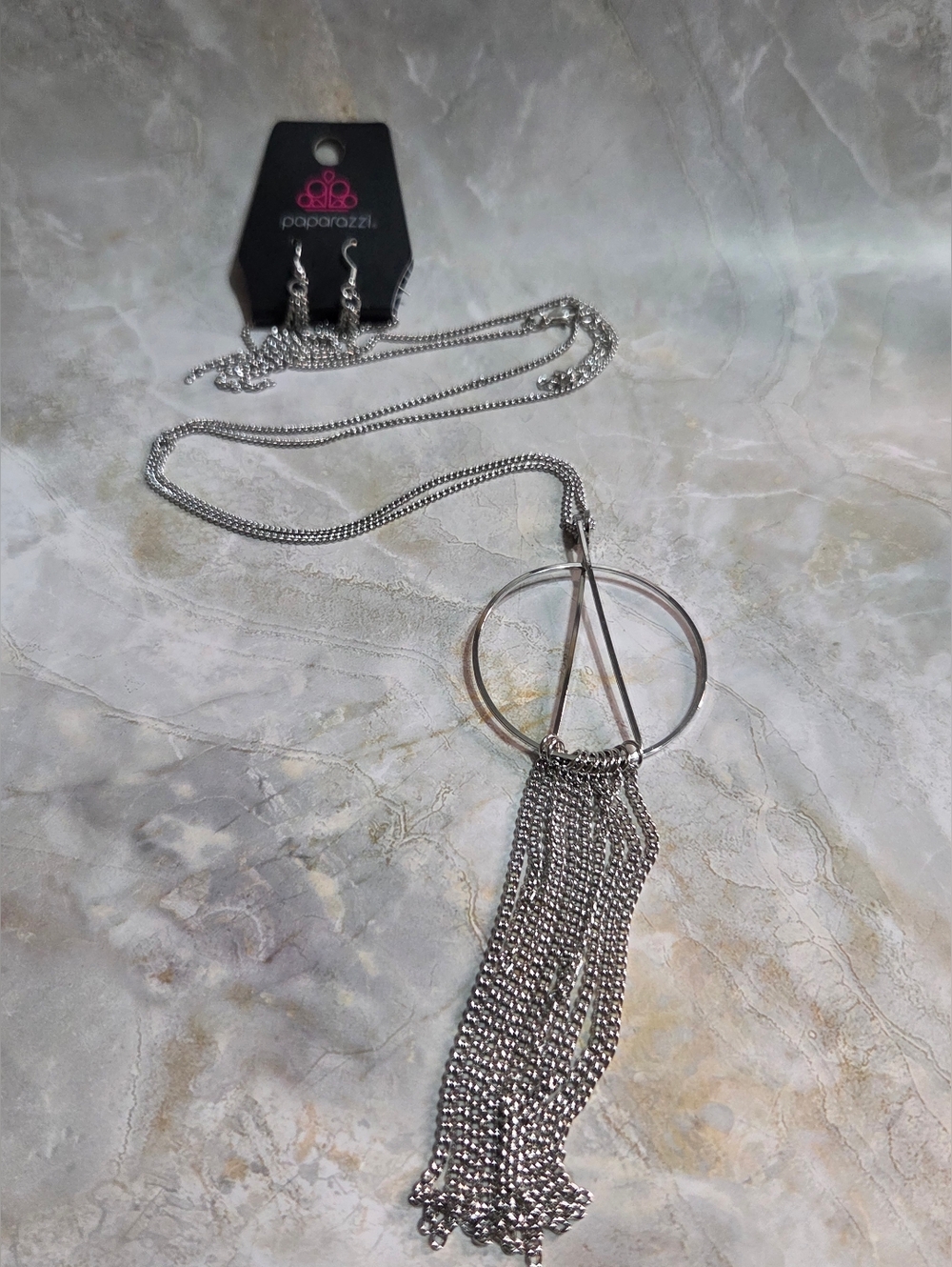 Paparazzi Silver Tassel Circle Pendant Necklace